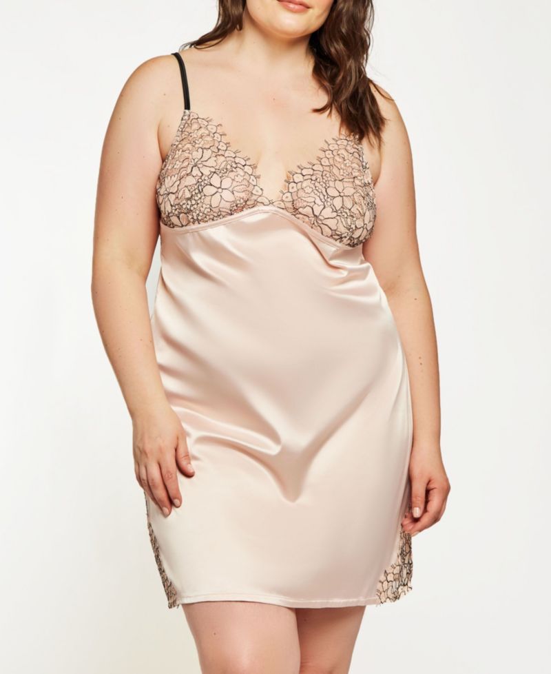 Plus Size Eyelash Flower Lace Chemise Nightgown Lingerie, Online Only