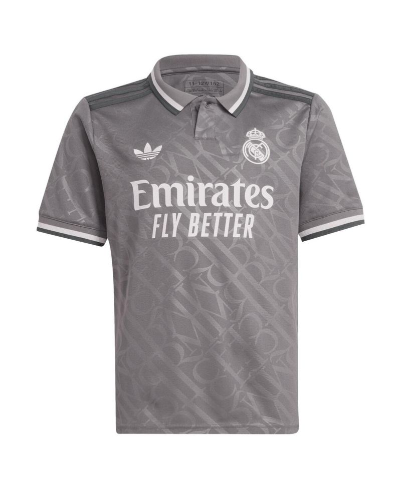 Big Boys and Girls Originals Charcoal Real Madrid 2024/25 Third Replica Jersey
