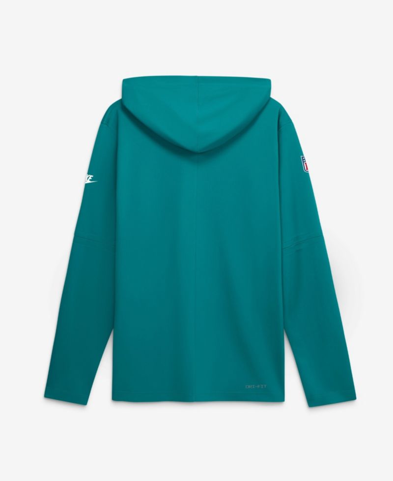Men's Aqua Miami Dolphins Sideline Dri-FIT Long Sleeve Hooded T-Shirt