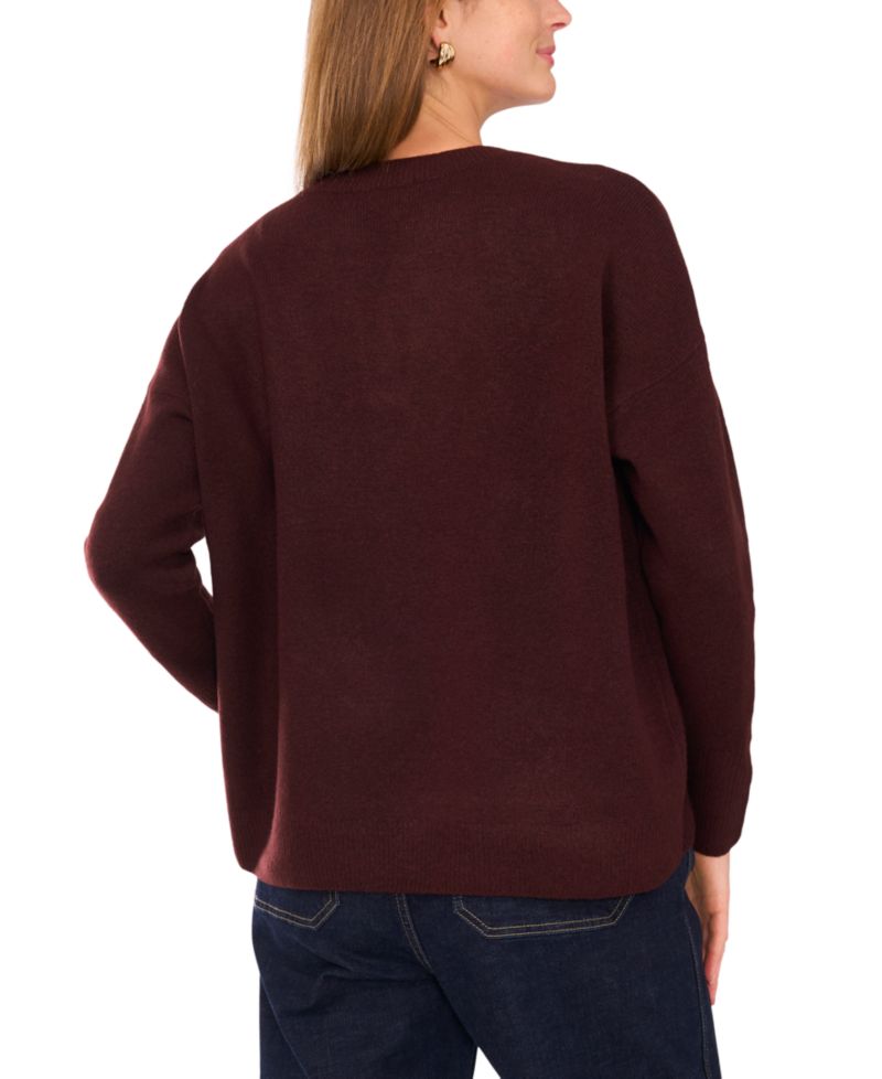 Women's Cozy V-Neck Dropped-Shoulder Sweater