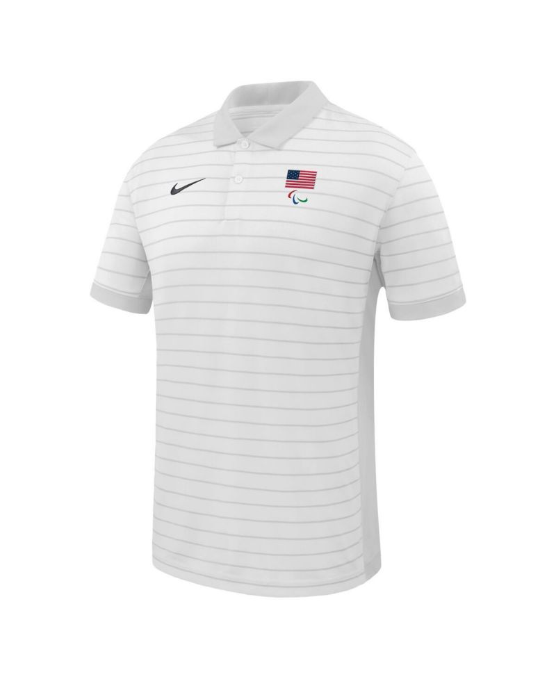 Men's White U.S. Paralympics Team Victory Stripe Performance Polo Shirt