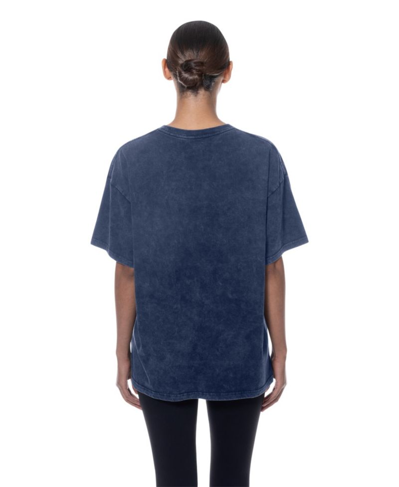 Women's Navy New York Yankees Throwback Mineral Wash Boyfriend T-Shirt