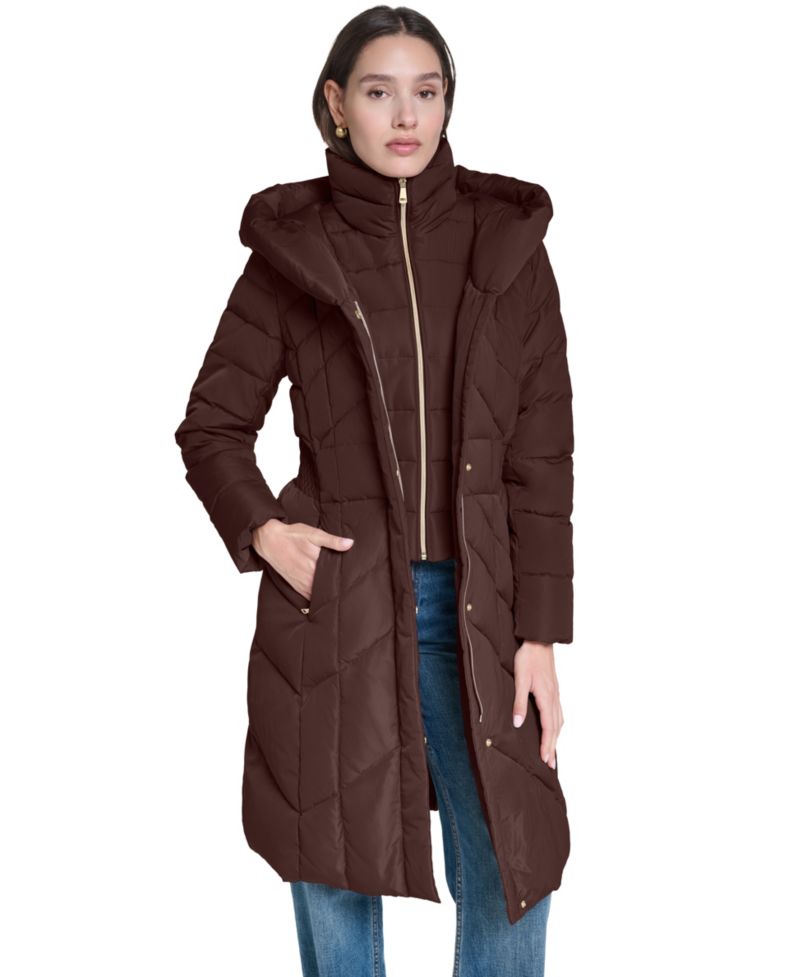Women's Bibbed Hooded Puffer Coat