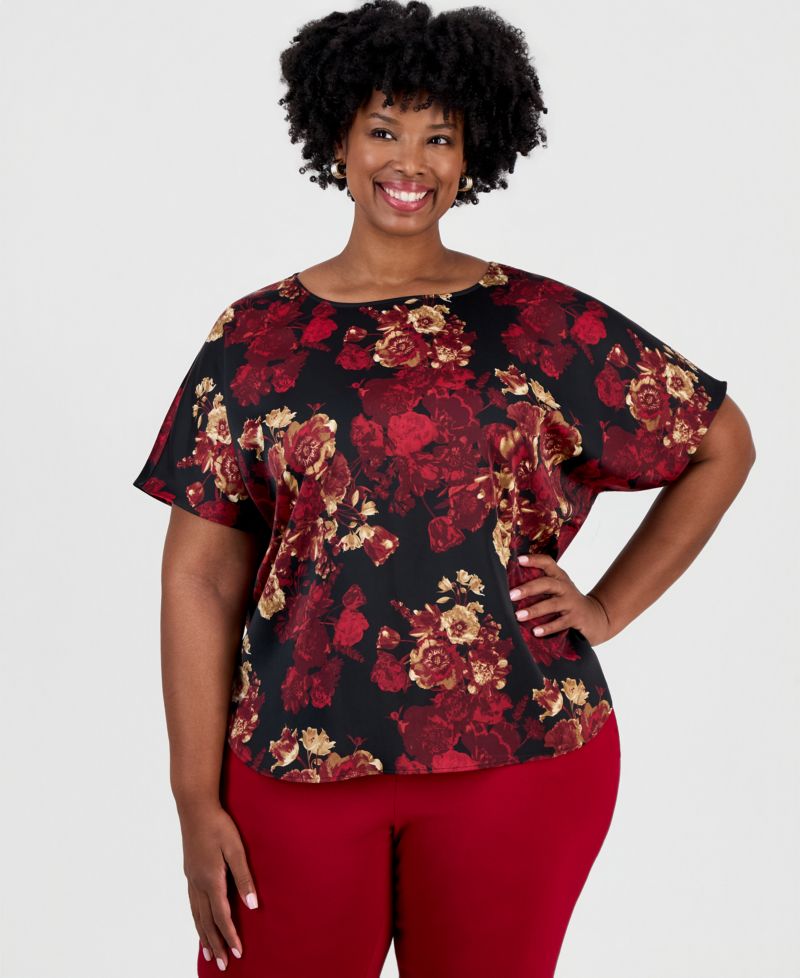 Plus Size Floral-Print Blouse