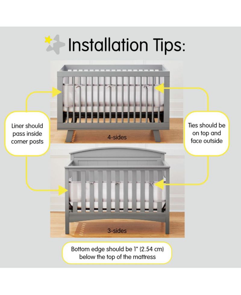Breathable Mesh Liner for Full-Size Cribs, Deluxe 4mm Mesh (Size 4FS Covers 3 or 4 Sides)