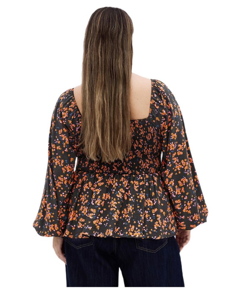 Plus Size Gigi Long Sleeve Daisy Print Top