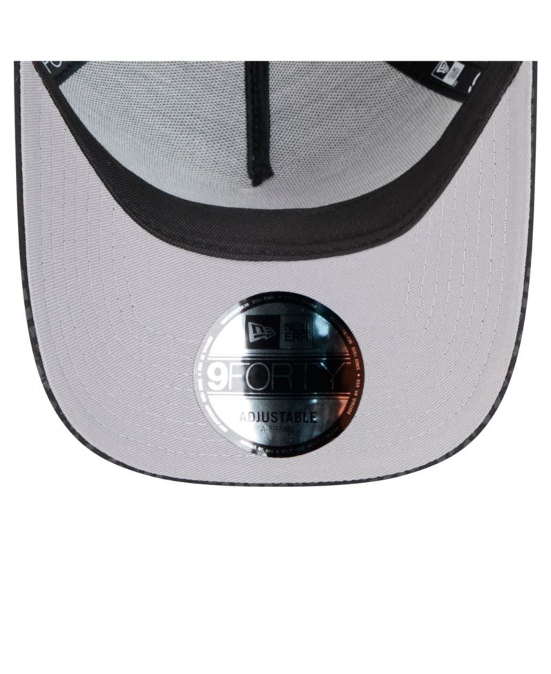 Men's Black New York Jets Throwback Midnight Ink Tonal Text A-Frame Trucker 9FORTY Adjustable Hat