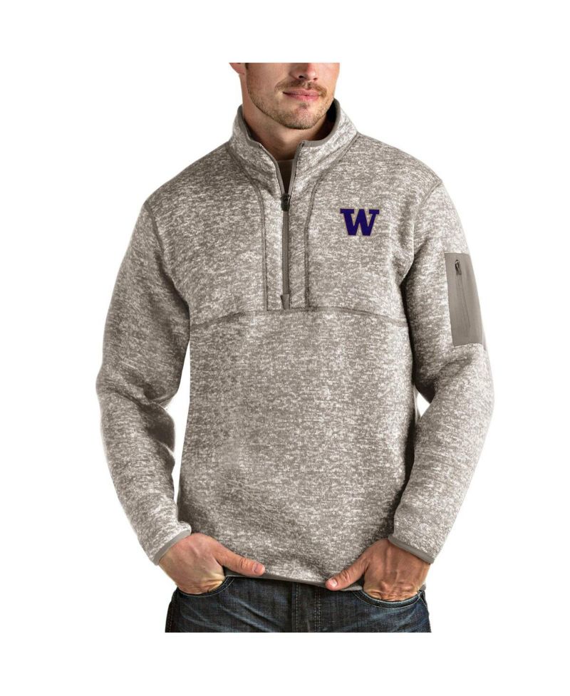 Men's Oatmeal Washington Huskies Fortune Half-Zip Pullover Jacket