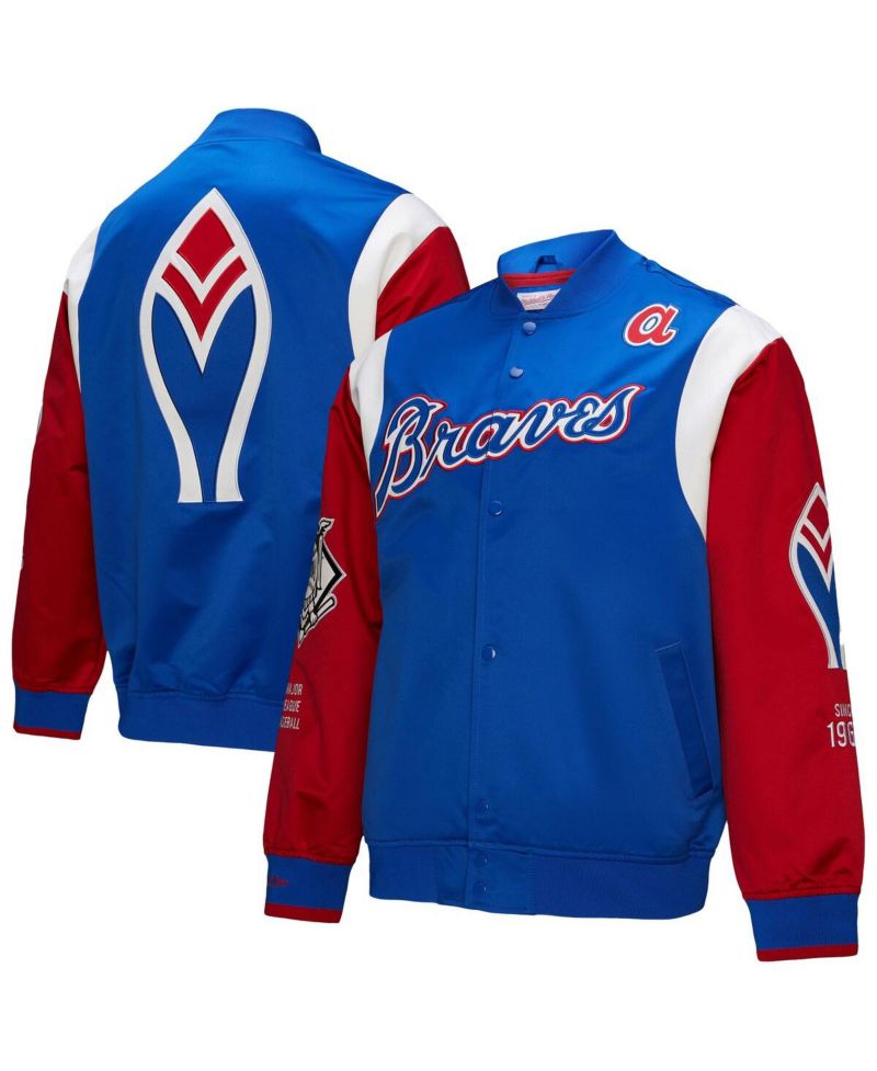 Men's Royal/Red Atlanta Braves Cooperstown Collection Team Origins Satin Full-Snap Jacket