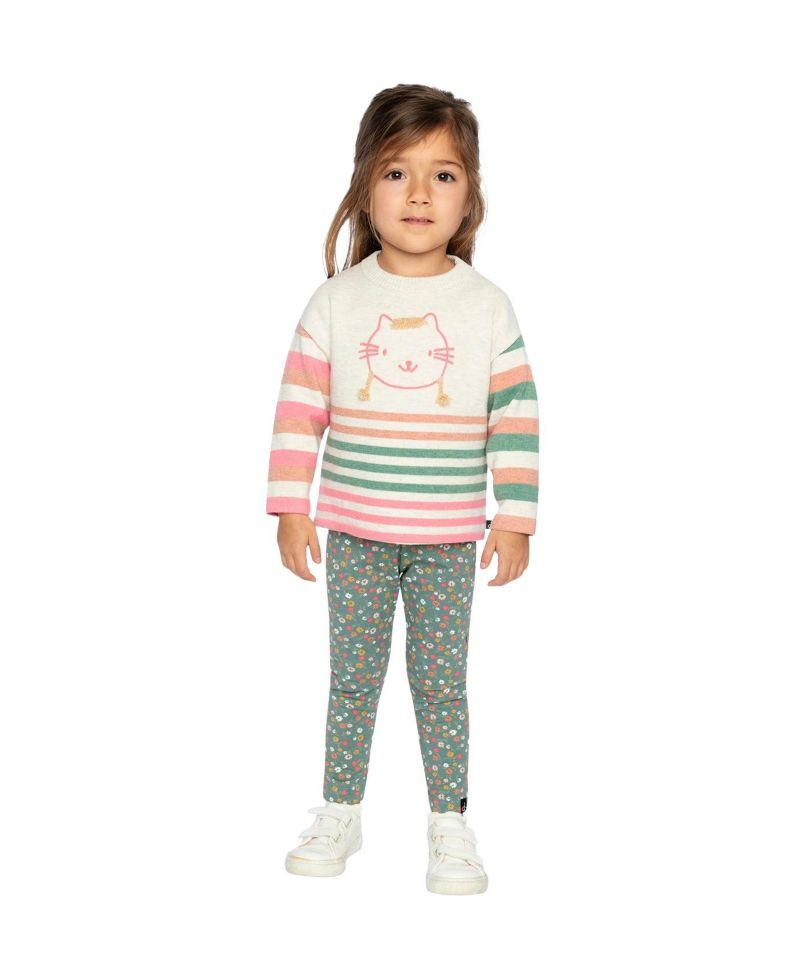 Little and Big Girl (6-7) Cotton Leggings Floral Print