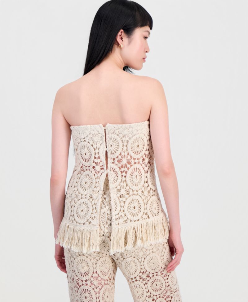 Women's Cotton Crochet Strapless Top