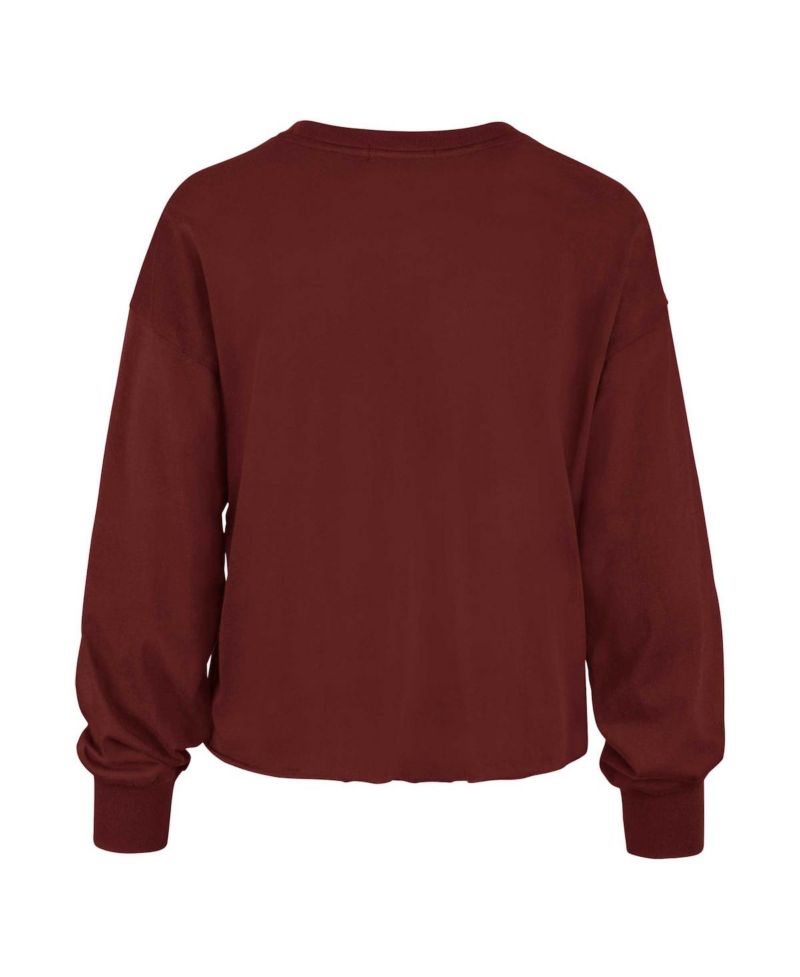 Women's Cardinal Distressed Arkansas Razorbacks Bottom Line Parkway Long Sleeve T-shirt