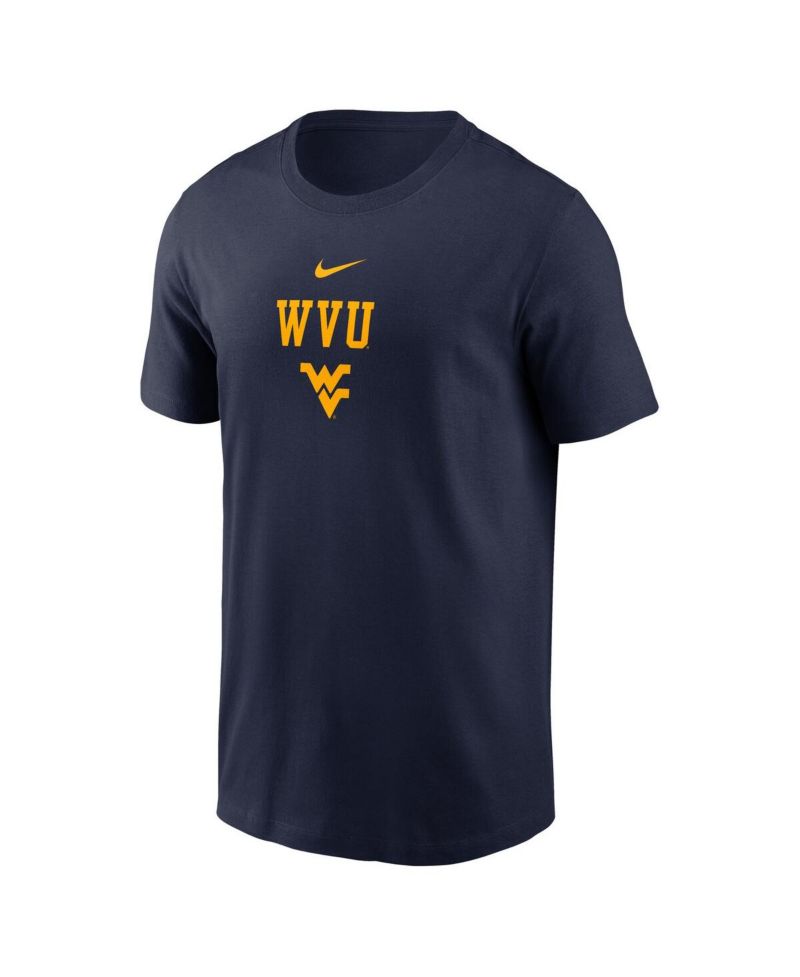 Men's Navy West Virginia Mountaineers 2-Hit Stacked T-Shirt