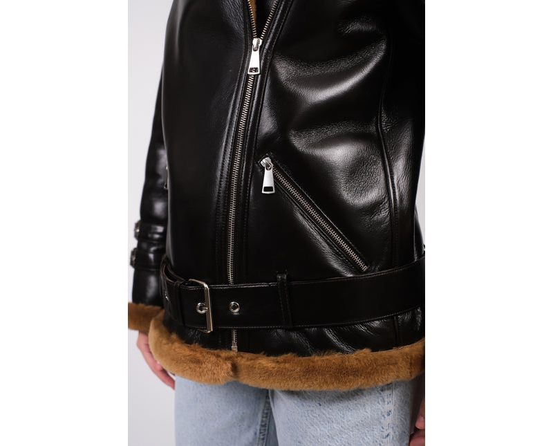 Women's Harriet Shearling Leather Biker Jacket