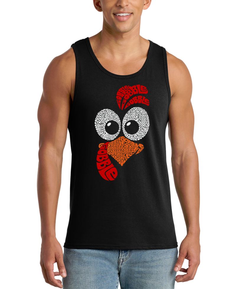 Men's Gobble Gobble Word Art Graphic Tank Top
