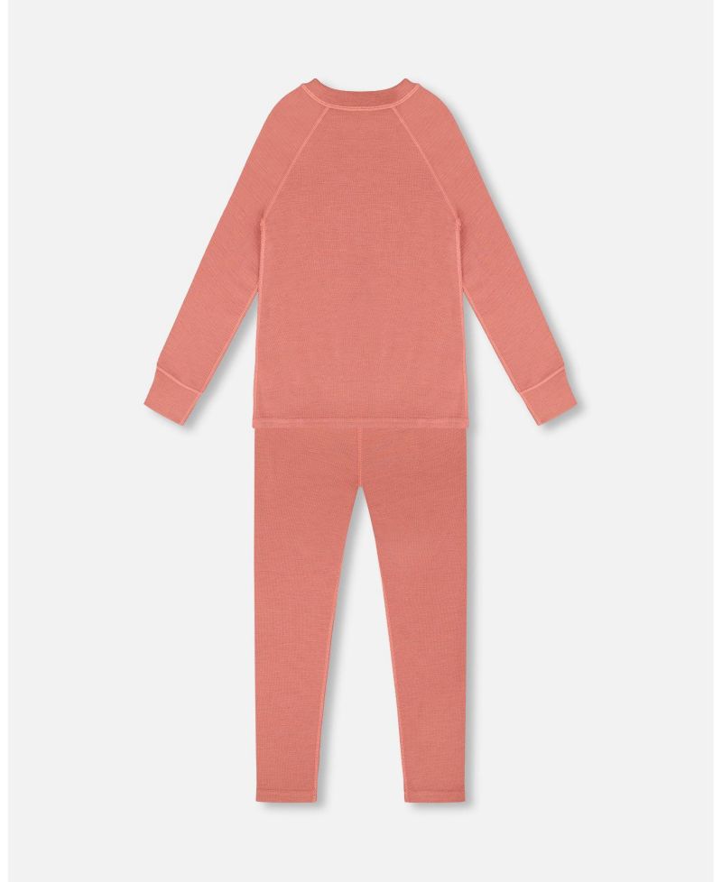 Girl Merino Wool Base Layer Set Dusty Pink - Toddler|Child