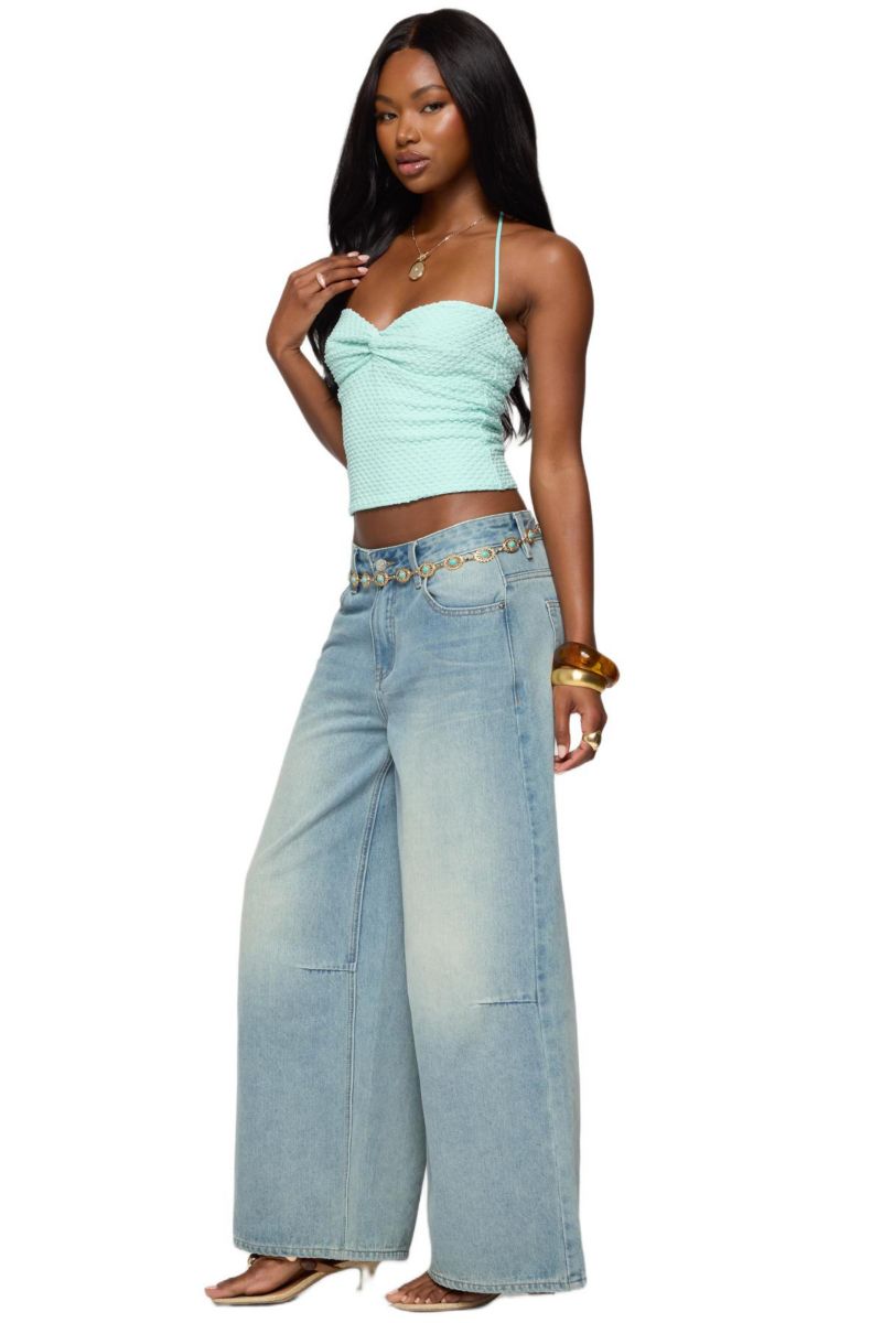 Women's Zoee Twisted Textured Halter Top