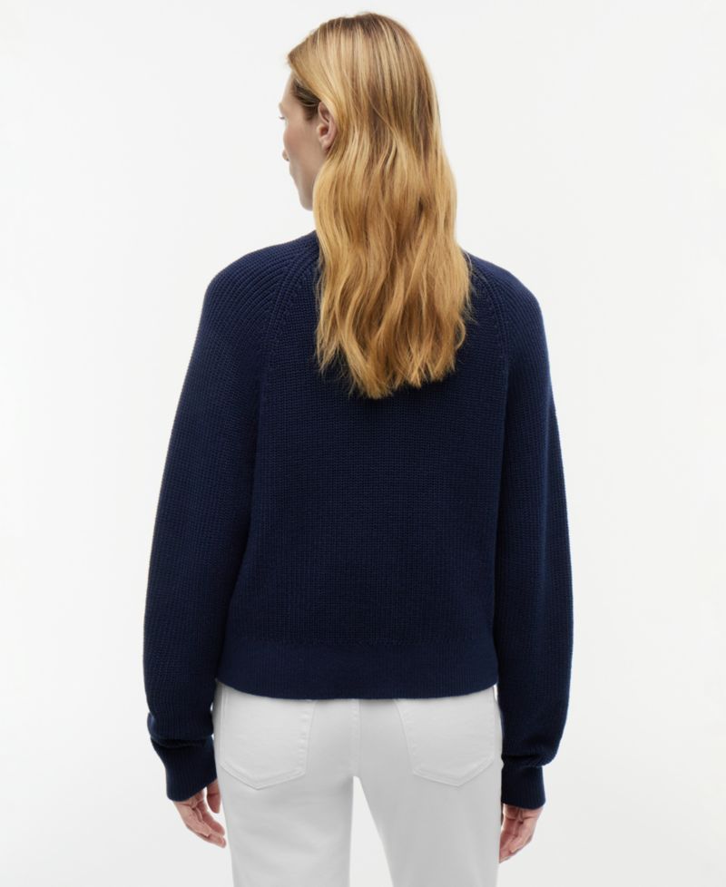 Women's Crochet Detail Crewneck Cardigan Sweater