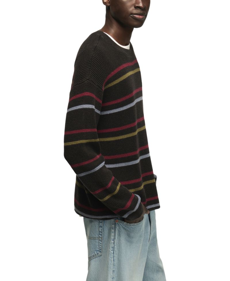 Men's Striped Waffle-Knit Crewneck Sweater
