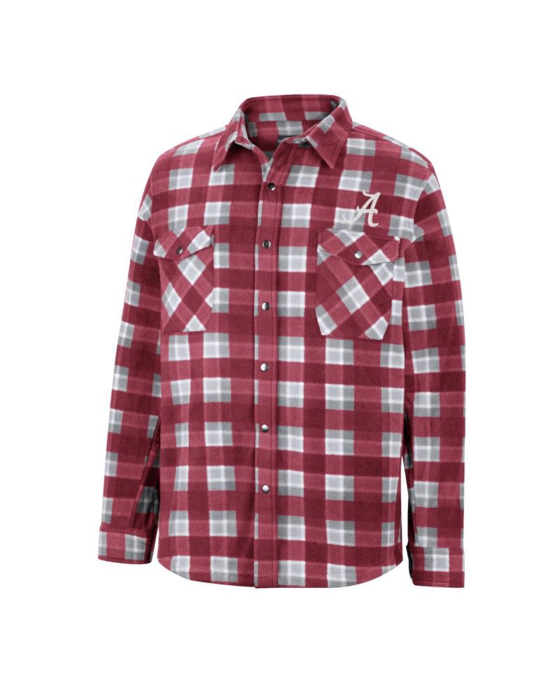 Men's Crimson, White Alabama Crimson Tide Ellis Plaid Full-Snap Shirt Jacket