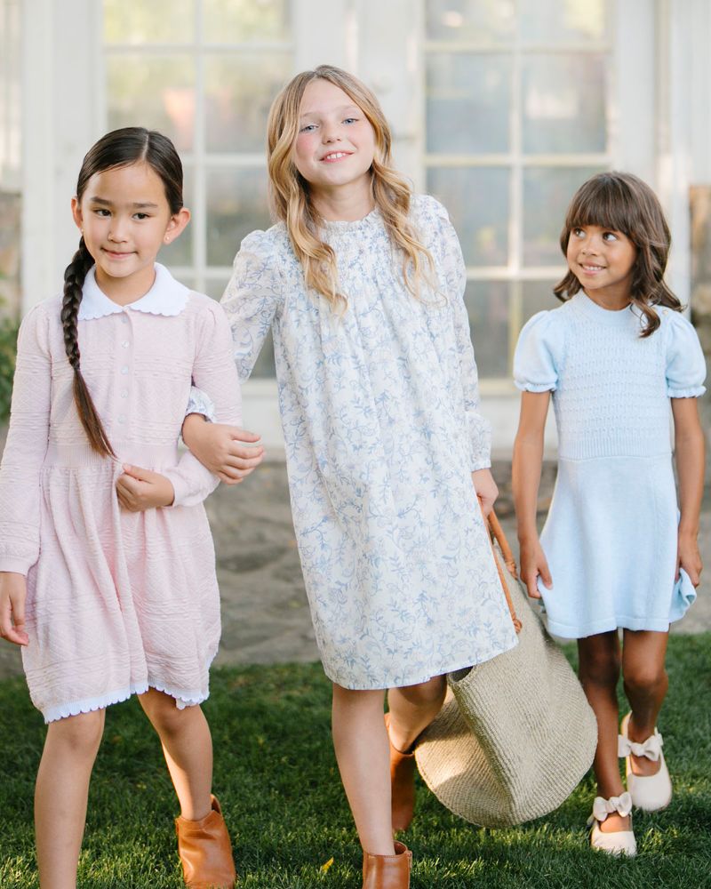 Baby Girls Hope and Henry Organic Long Sleeve Ruffle Neck Smocked Yoke Dress