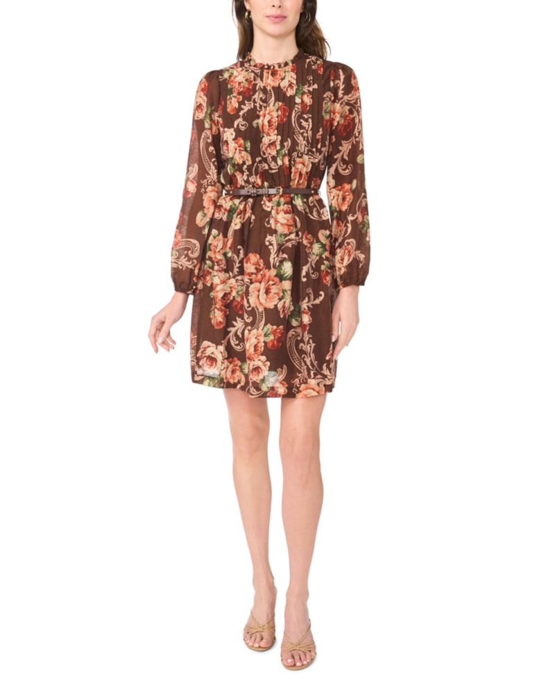 Women's Floral-Print Ruffle Dress