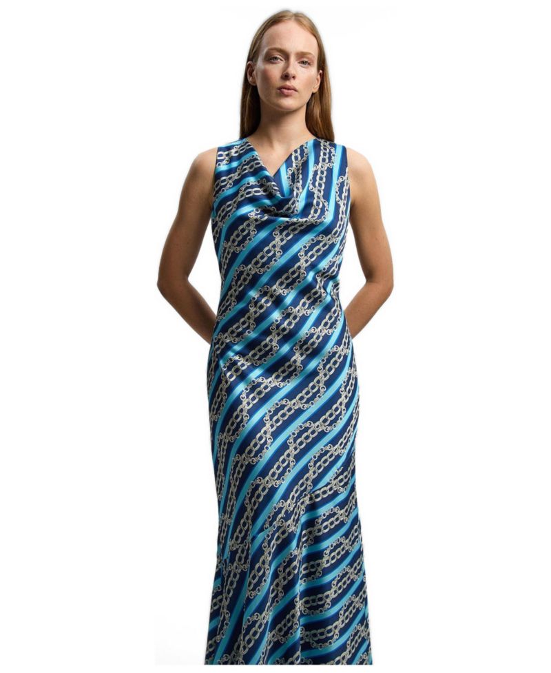 Women's Chain Print Cowl Neck Maxi Dress
