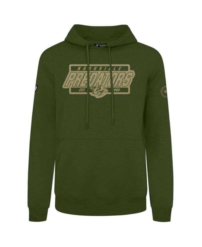 Men's Olive Nashville Predators Podium Pullover Hoodie