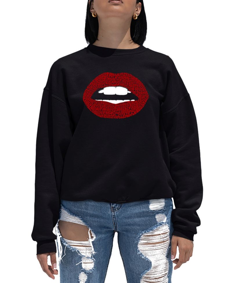 Women's Word Art Crewneck Fabulous Lips Sweatshirt