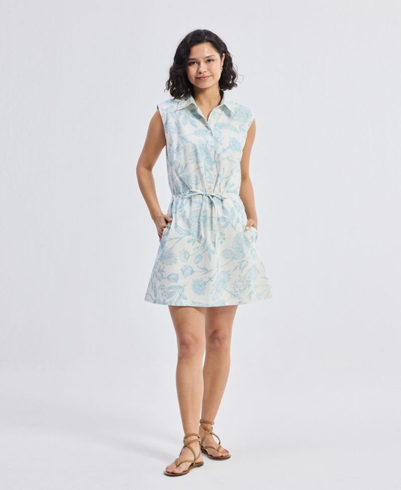 Women's Drawstring Shirt Dress in Florals