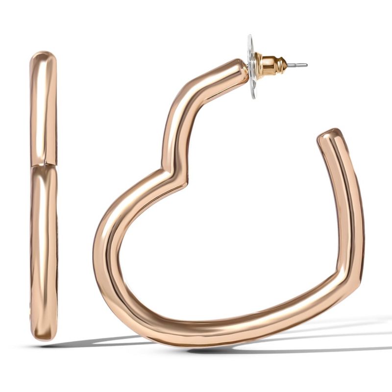 Heart Hoop Earrings for Women - Yellow Gold-Tone Mother's