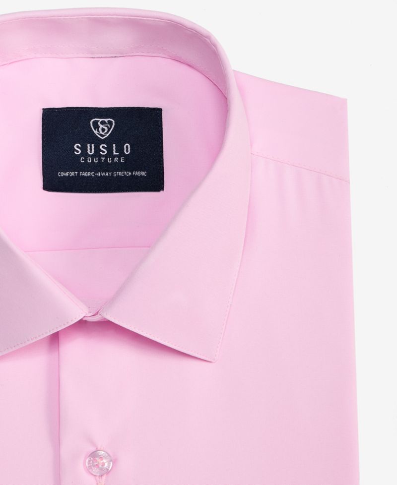 Men's Slim-Fit Four-Way Stretch Solid Short-Sleeve Dress Shirt