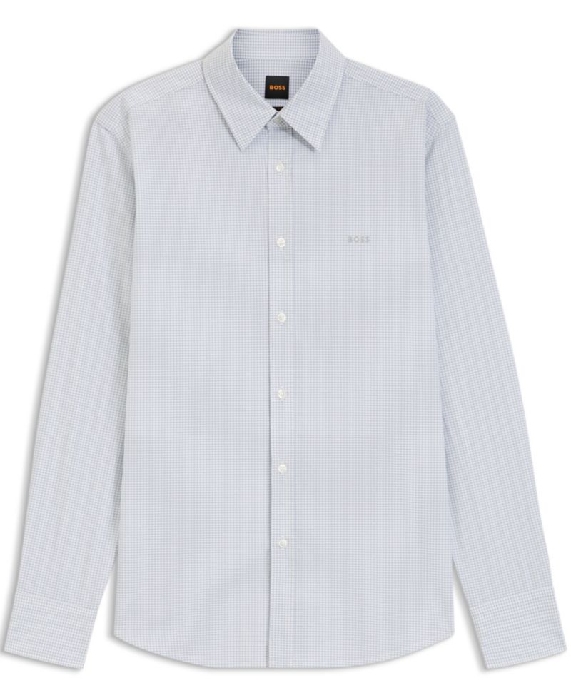 Men's Stretch-Cotton Dobby Regular-Fit Dress Shirt