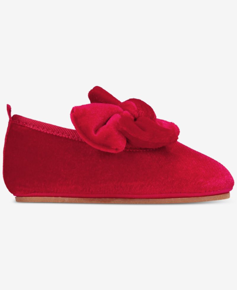 Baby Girls' Velvet Bow Hard-Sole Ballet Flats