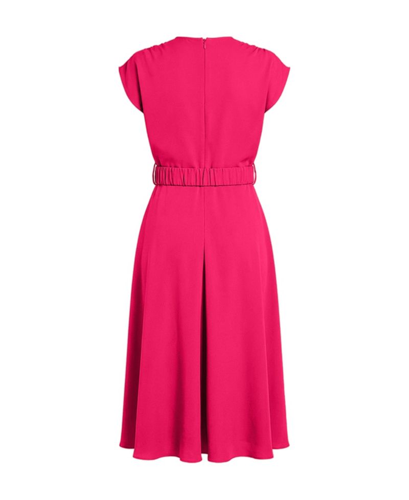 Women's Sleeveless Midi Satin Dress with Belt