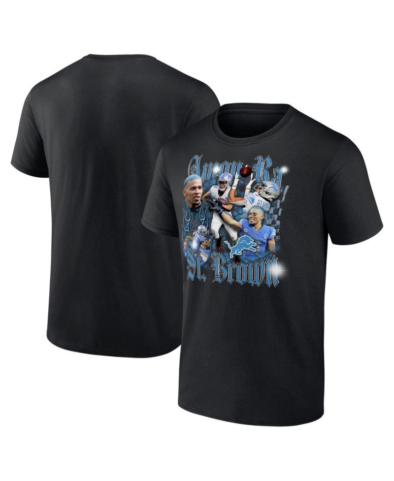 Men's Amon-Ra St. Brown Black Detroit Lions Notorious Player Graphic T-Shirt