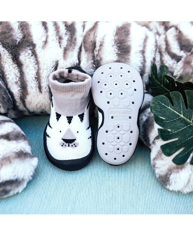 Infant Boys Breathable Washable Non-Slip Sock Shoes White Tiger