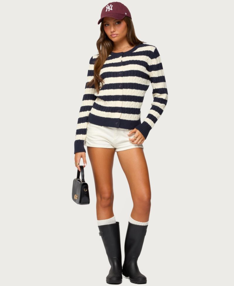 Women's Mildred Striped Cable Knit Cardigan