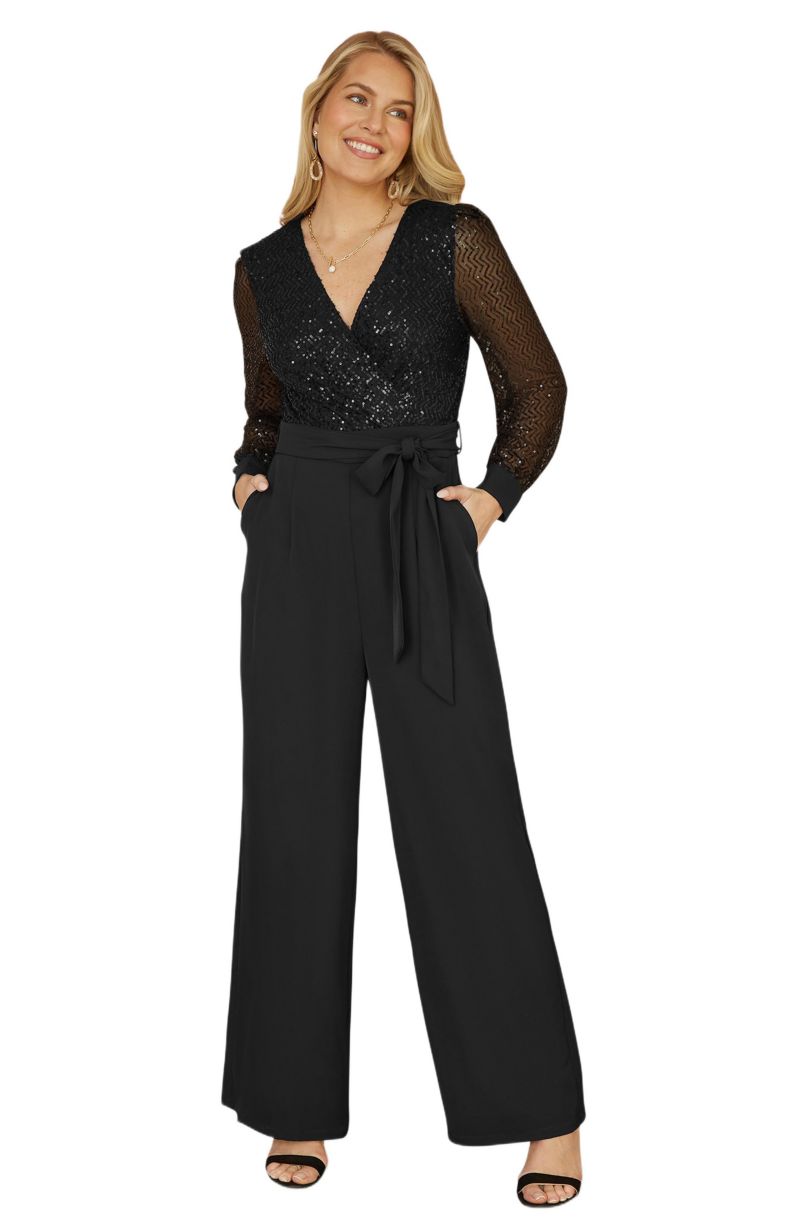 Women's Sequin Wrap Over Jumpsuit