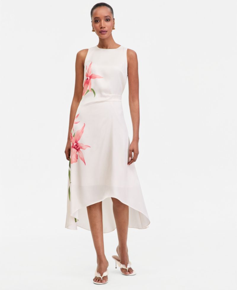 Women's Printed Asymmetric Midi Dress