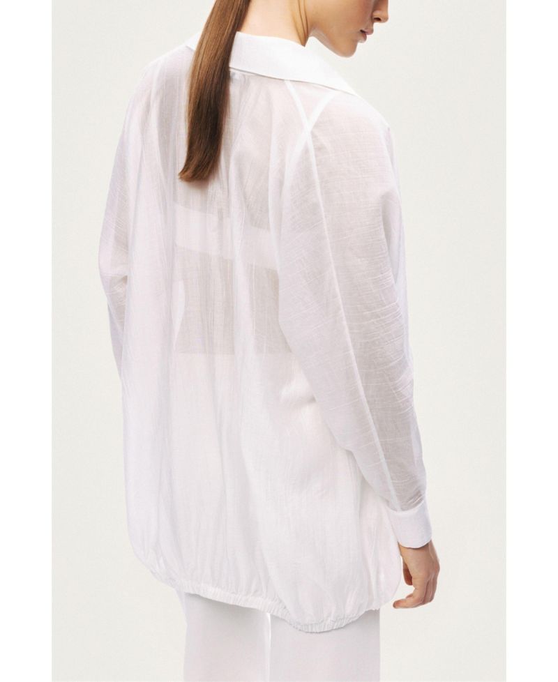 Women's Tie-Detail Long-Sleeve Collared Shirt