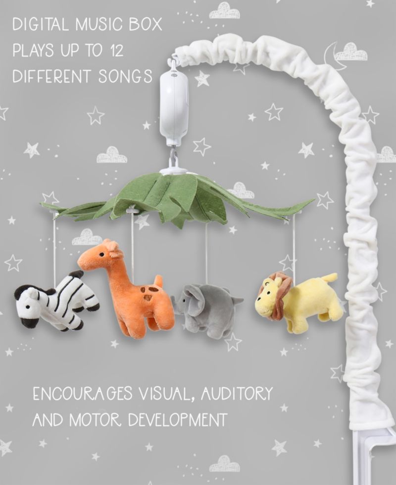 Safari Animals Musical Crib Mobile for Baby Boys and Girls