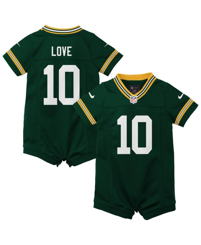 Baby Boys and Girls Jordan Love Green Bay Packers Game Romper Jersey