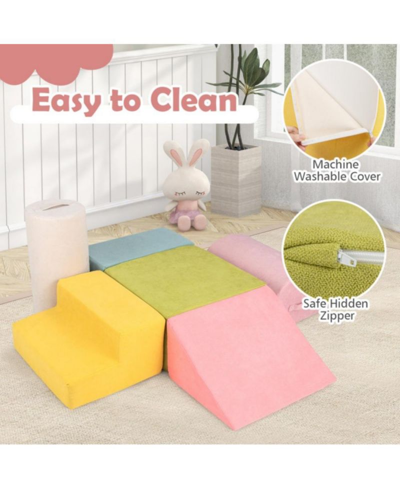 6 Pieces Baby Climbing Blocks with 30D High-Density Foam and Carrying Handles