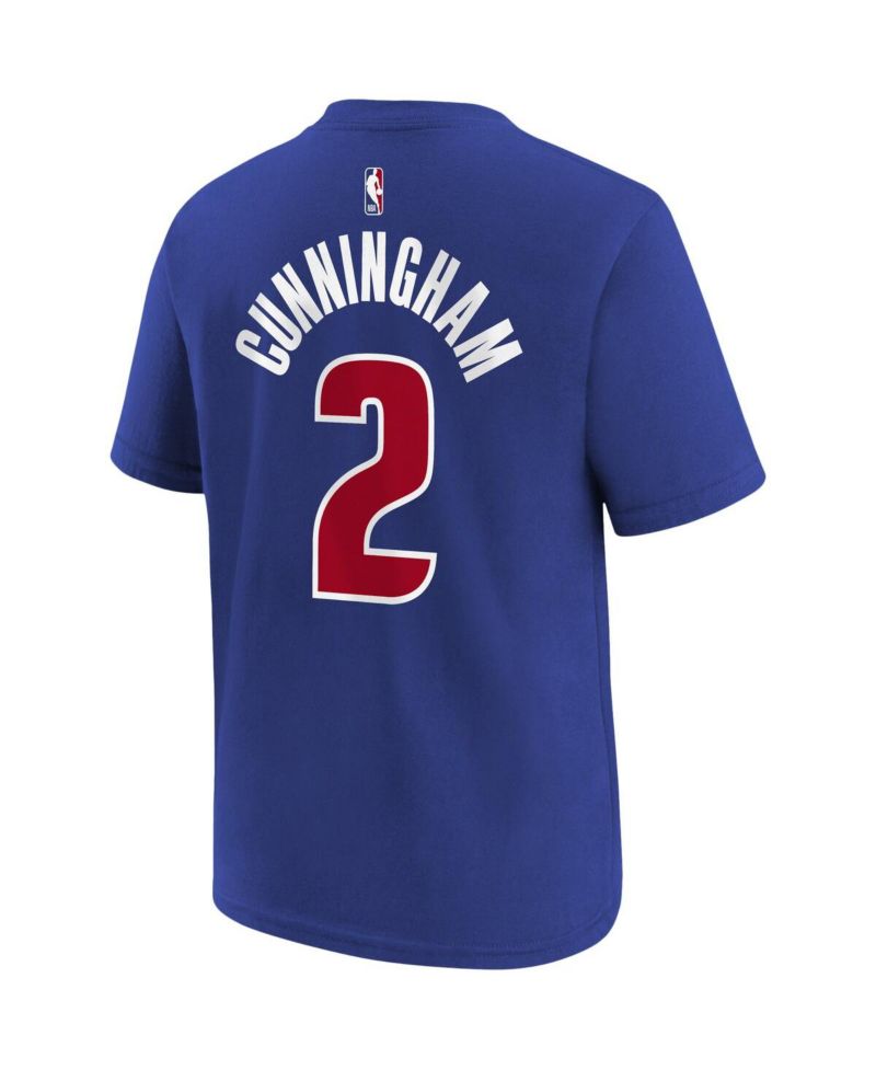 Big Boys and Girls Cade Cunningham Blue Detroit Pistons Icon Name & Number T-Shirt