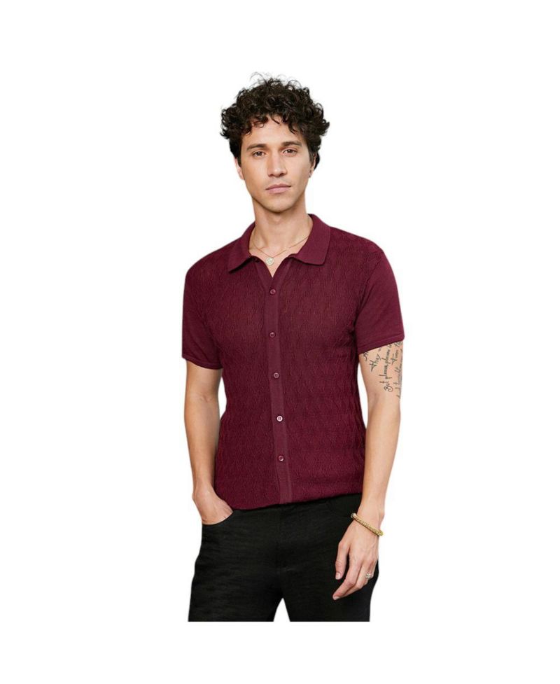 Men's Argyle-Knit Slim-Fit Shirt