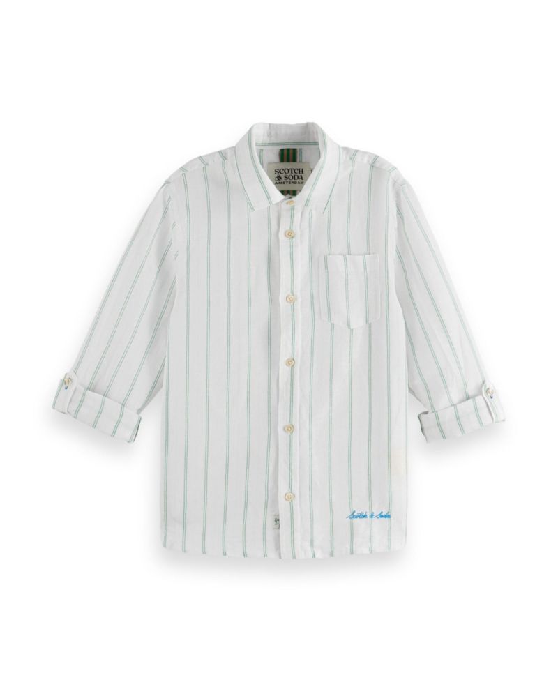 Little and Big Boys Linen Blend Long Sleeved Shirt