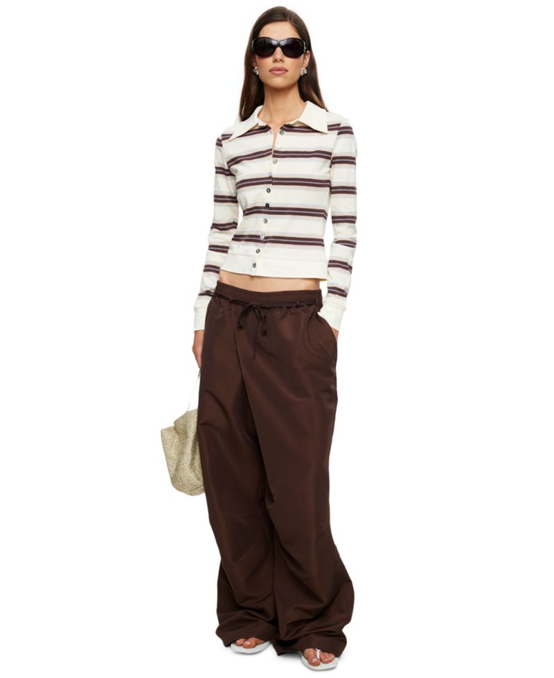 Women's Bada Bing Striped Button Down Knit Top