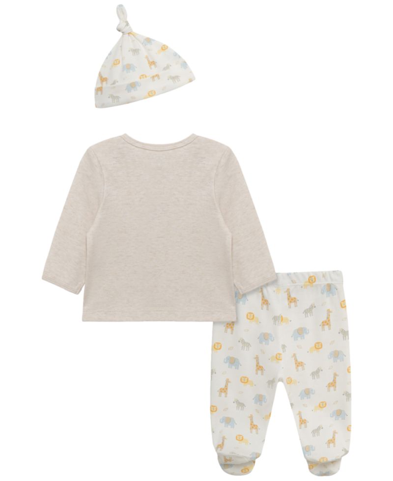 Baby Boys' Jungle Pals Long-Sleeve Top, Footed Pants and Hat, 3-Piece Set