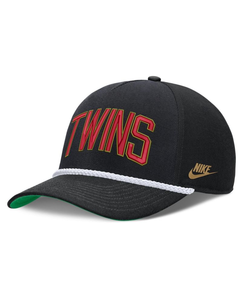 Men's Black Minnesota Twins Cooperstown Collection Rise Adjustable Hat